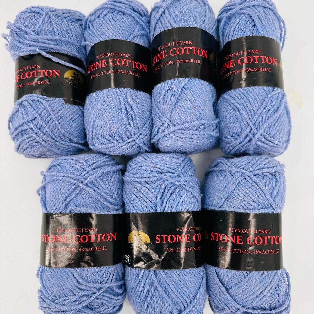 7 Plymouth Yarns Stone Cotton Acrylic Blend Skeins Periwinkle Light Purple #211